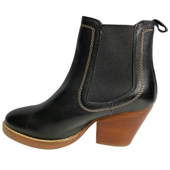 Midas Black Genuine Leather Block Heel Boots Size 36 / 6 RRP$248 Ankle Bootie - Picture 7 of 10